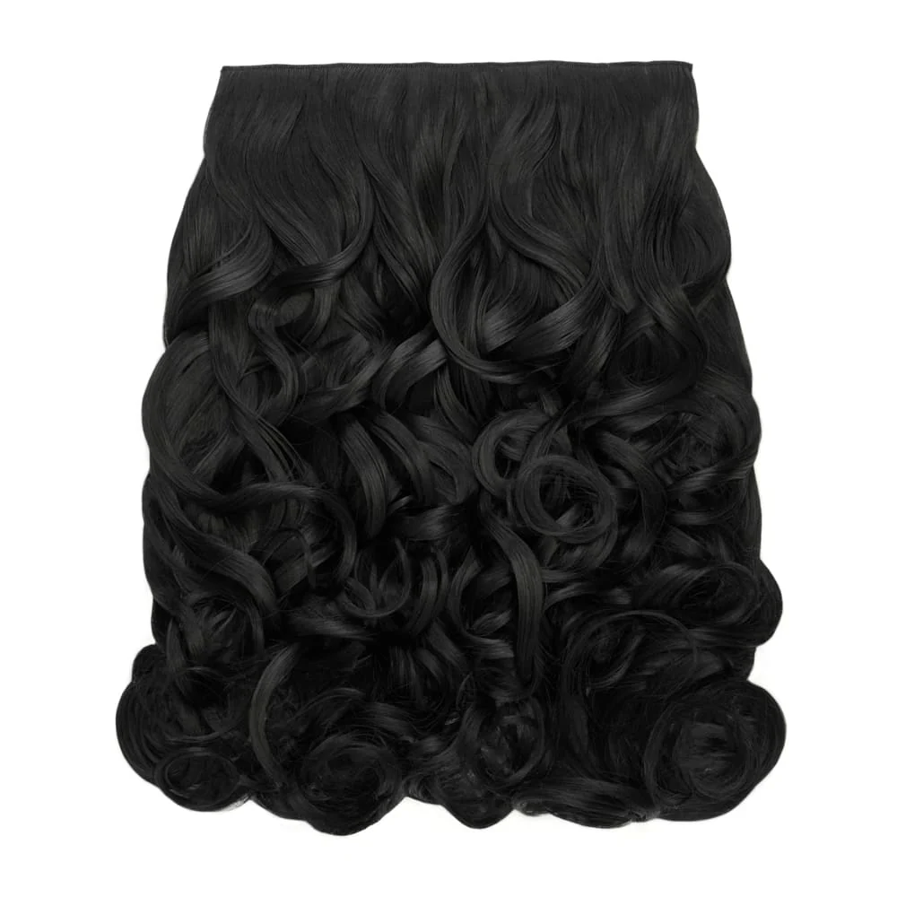 Stranded 20" One Piece Trio Clip-in Hair Extensions - Colour #1 Black Magic - Image 3