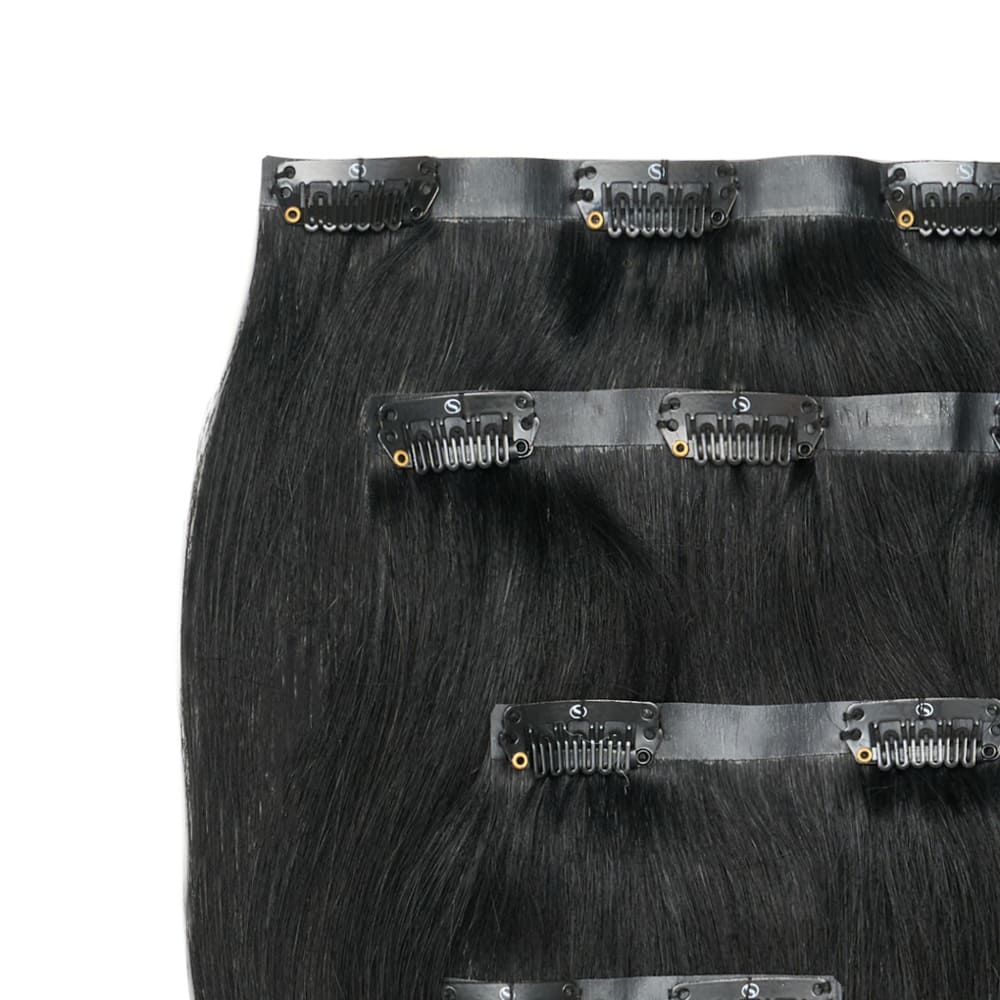 Stranded 14" Seamless Clip-in Human Hair Extension (95g) - Colour #1 Black Magic - Image 2
