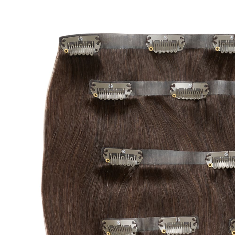 Stranded 14" Seamless Clip-in Human Hair Extension (95g) - Colour #2 Nigella - Image 2