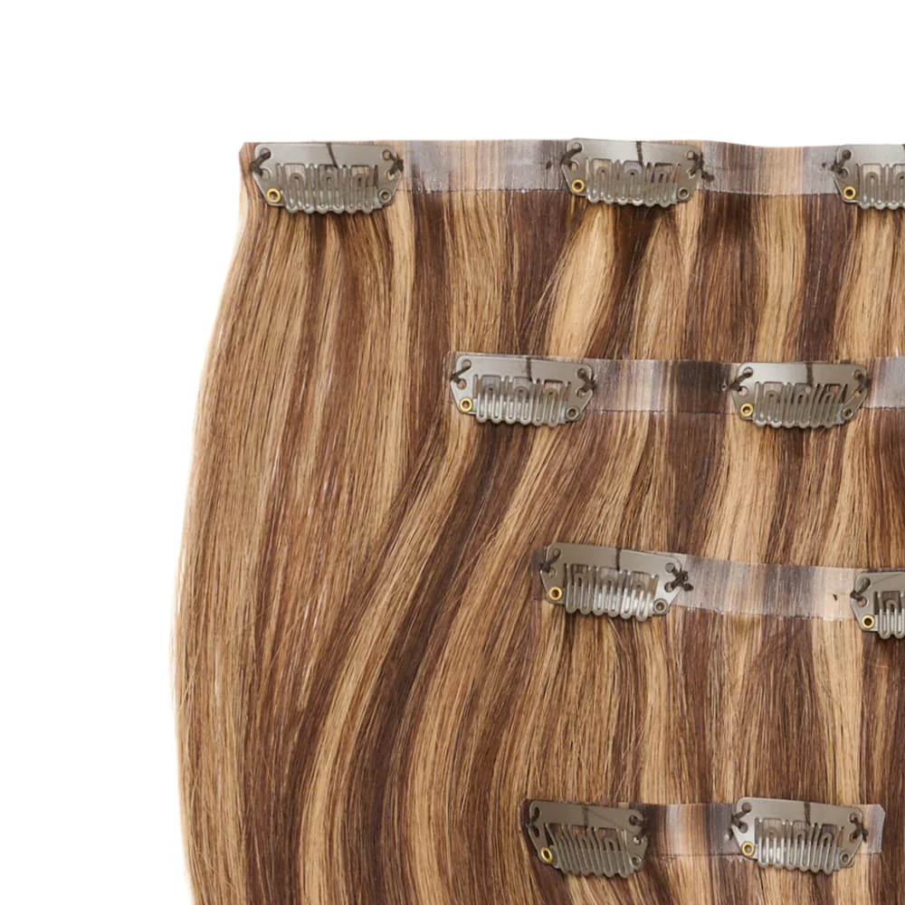 Stranded 14" Seamless Clip-in Human Hair Extension (95g) - Colour #4/27 Coral Bells - Image 2