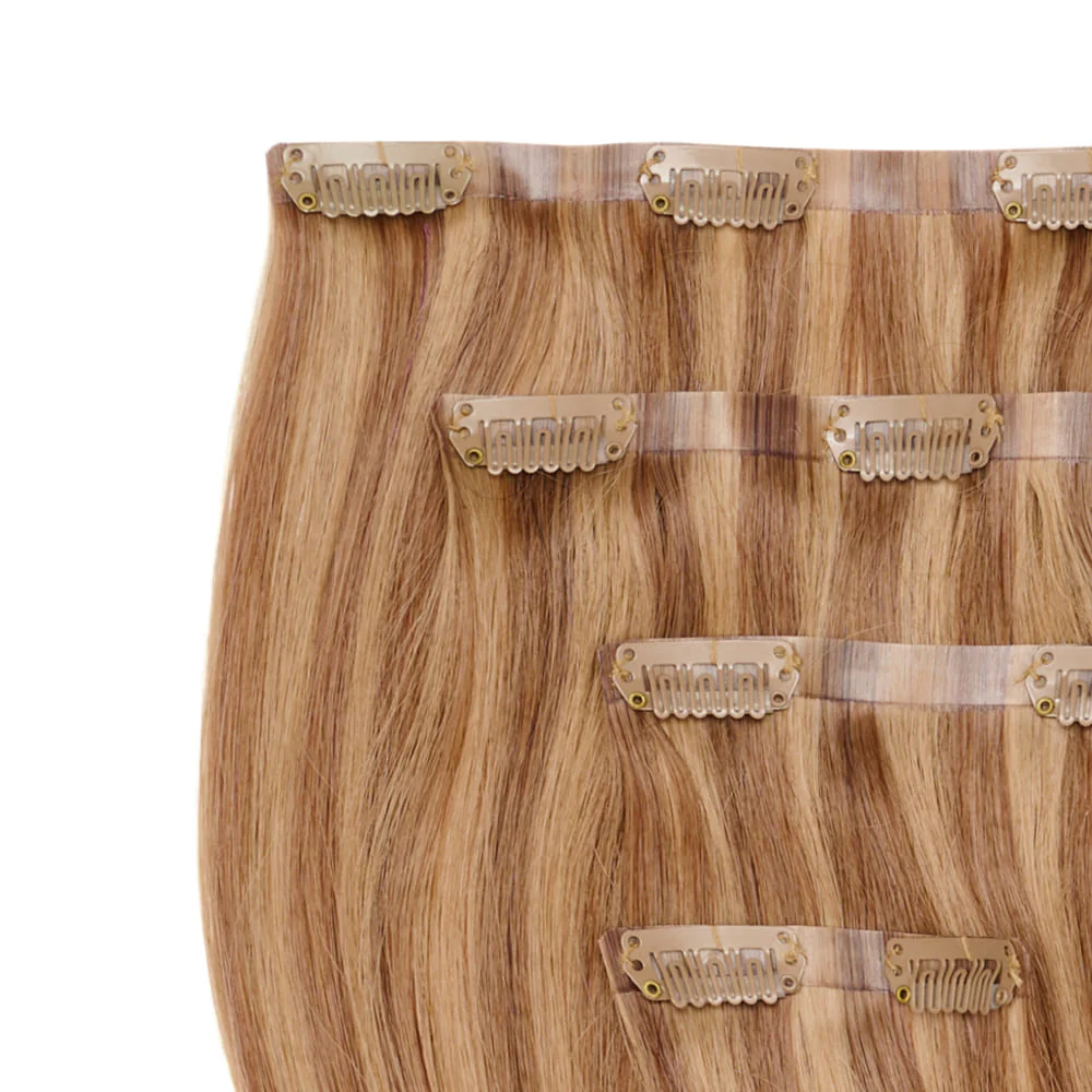 Stranded 14" Seamless Clip-in Human Hair Extension (95g) - Colour #6/27 Honey Blush - Image 2