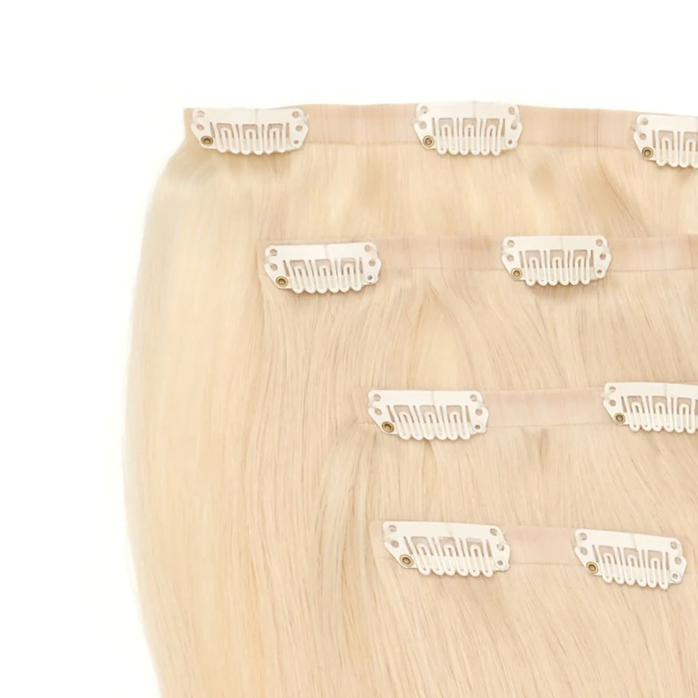 Stranded 14" Seamless Clip-in Human Hair Extension (95g) - Colour #60 Lily Of The Valley - Image 2