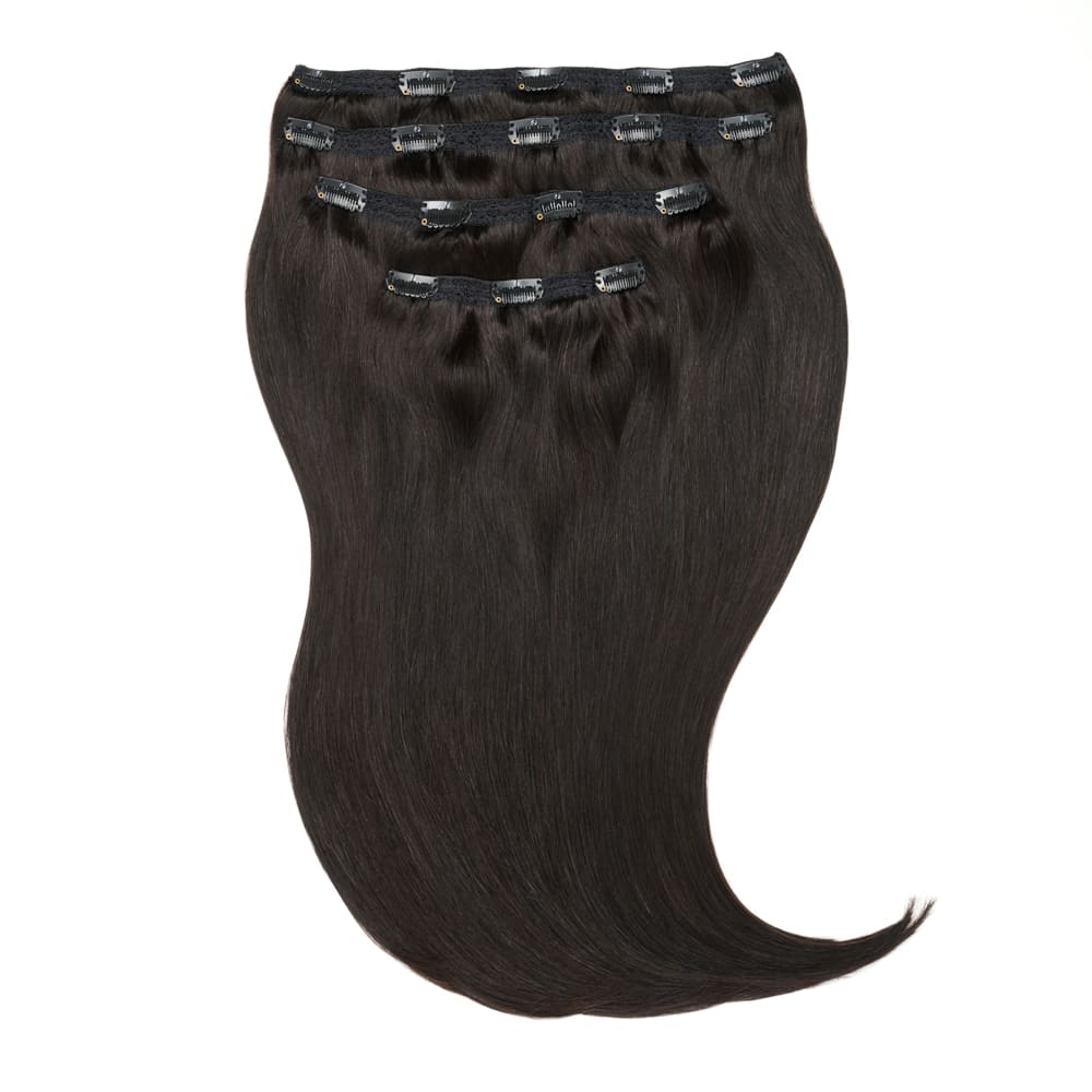 Stranded 16" Lace Clip-in Human Hair Extension (140g) - Colour #1B Queen of the night