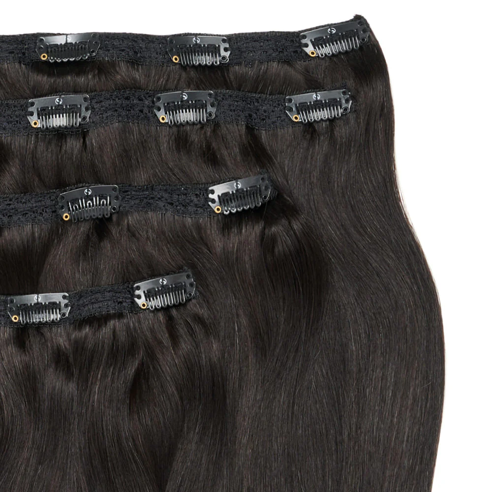Stranded 16" Lace Clip-in Human Hair Extension (140g) - Colour #1B Queen of the night - Image 2