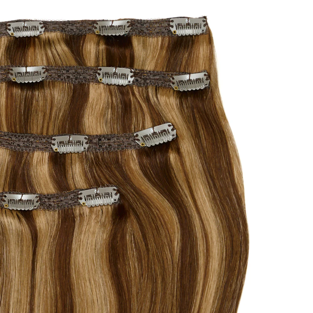Stranded 16" Lace Clip-in Human Hair Extension (140g) - Colour #4/27 Coral Bells - Image 2
