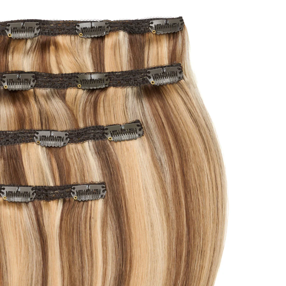 Stranded 16" Lace Clip-in Human Hair Extension (140g) - Colour #6/16/613 Safari Sunset - Image 2
