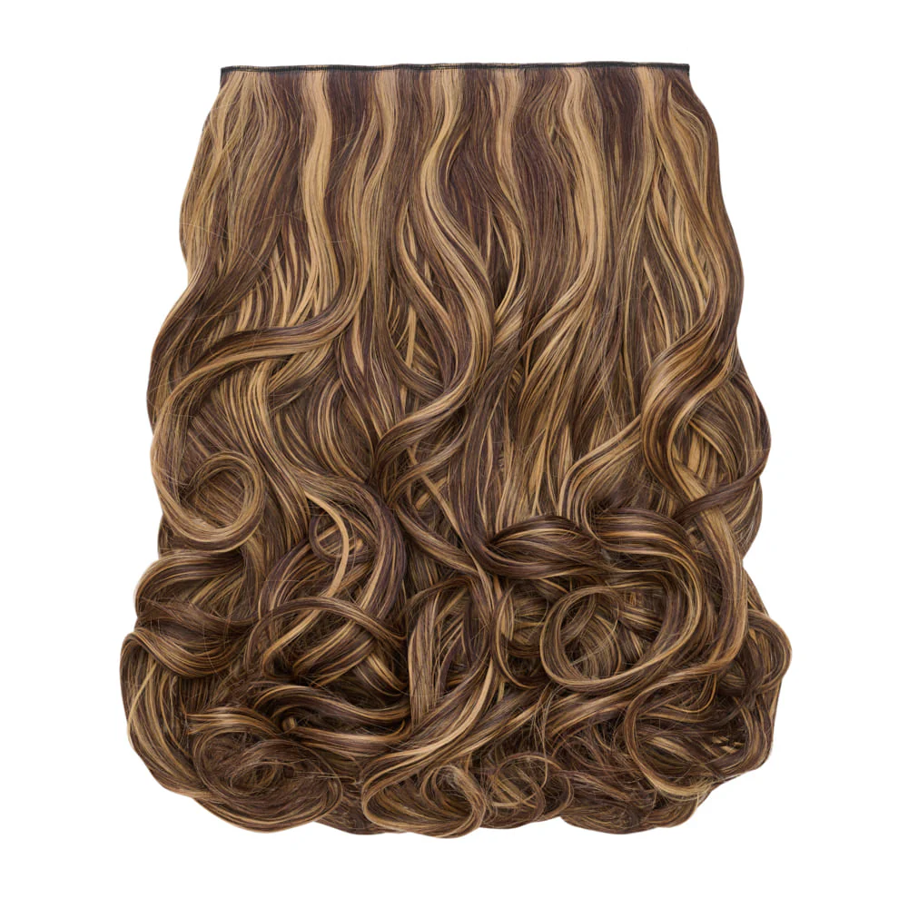 Stranded 16" One Piece Curly Clip-in Hair Extension - Colour #4/27 Coral Bells