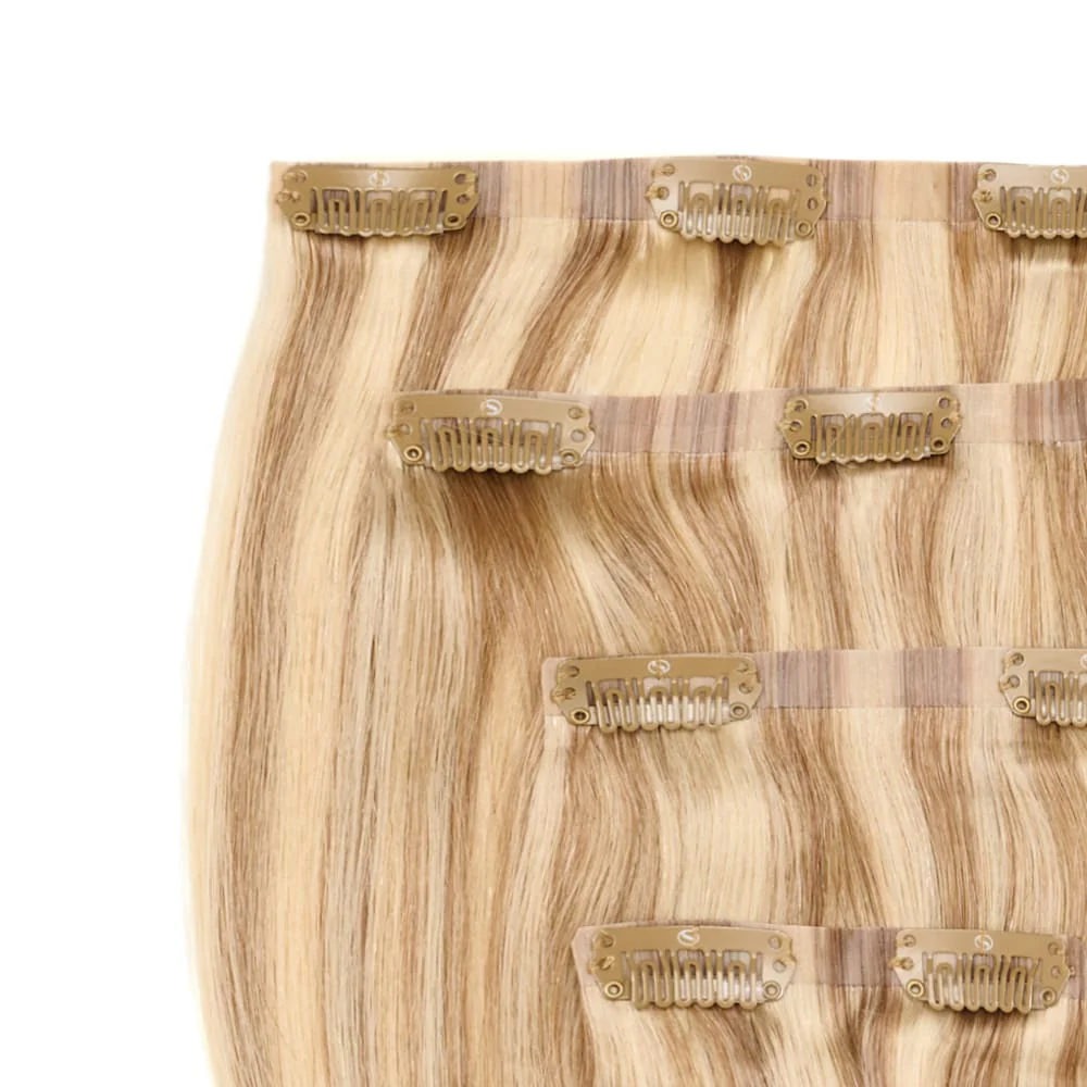 Stranded 18" Seamless Clip-in Human Hair Extension (105g) - Colour #10/613 Camelia - Image 2