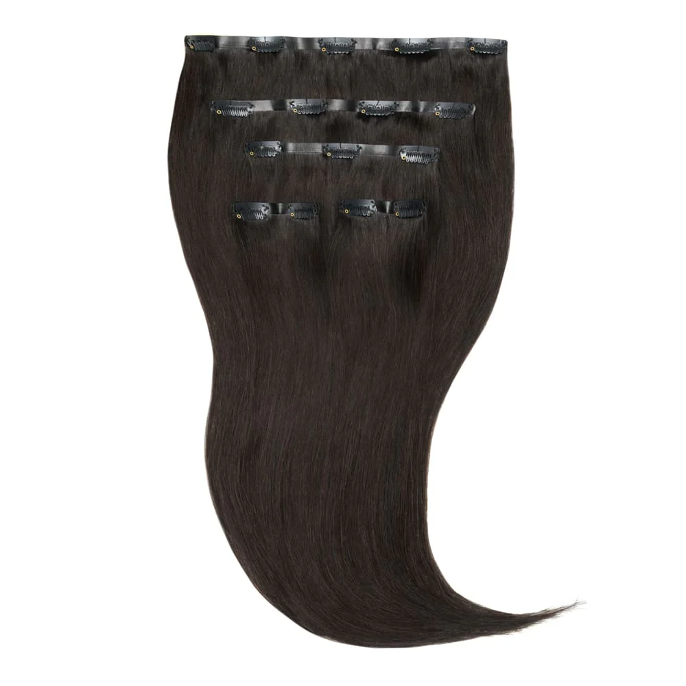 Stranded 18" Seamless Clip-in Human Hair Extension (105g) - Colour #1B Queen of the night