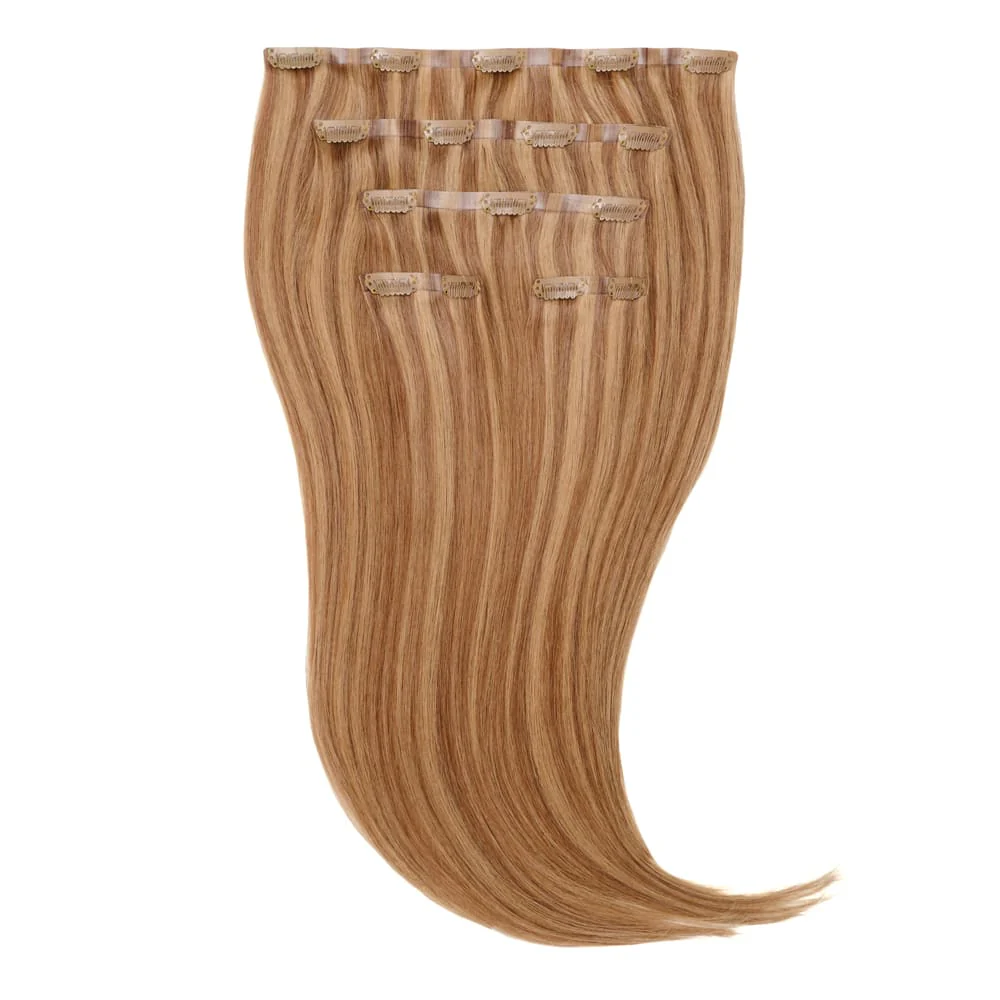Stranded 18" Seamless Clip-in Human Hair Extension (105g) - Colour #6/27 Honey Blush