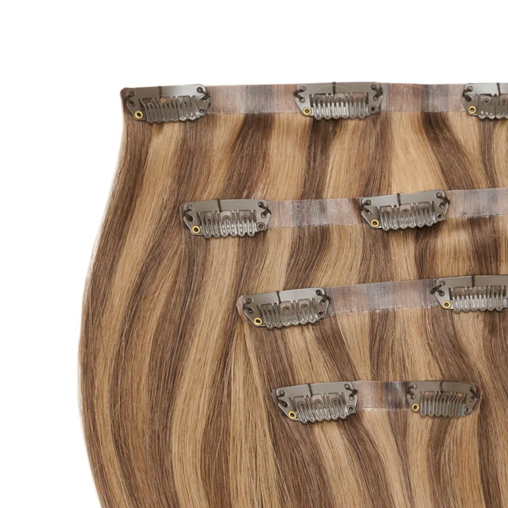 Stranded 18" Seamless Clip-in Human Hair Extension (105g) - Colour #8/10 Baby Bronde - Image 2