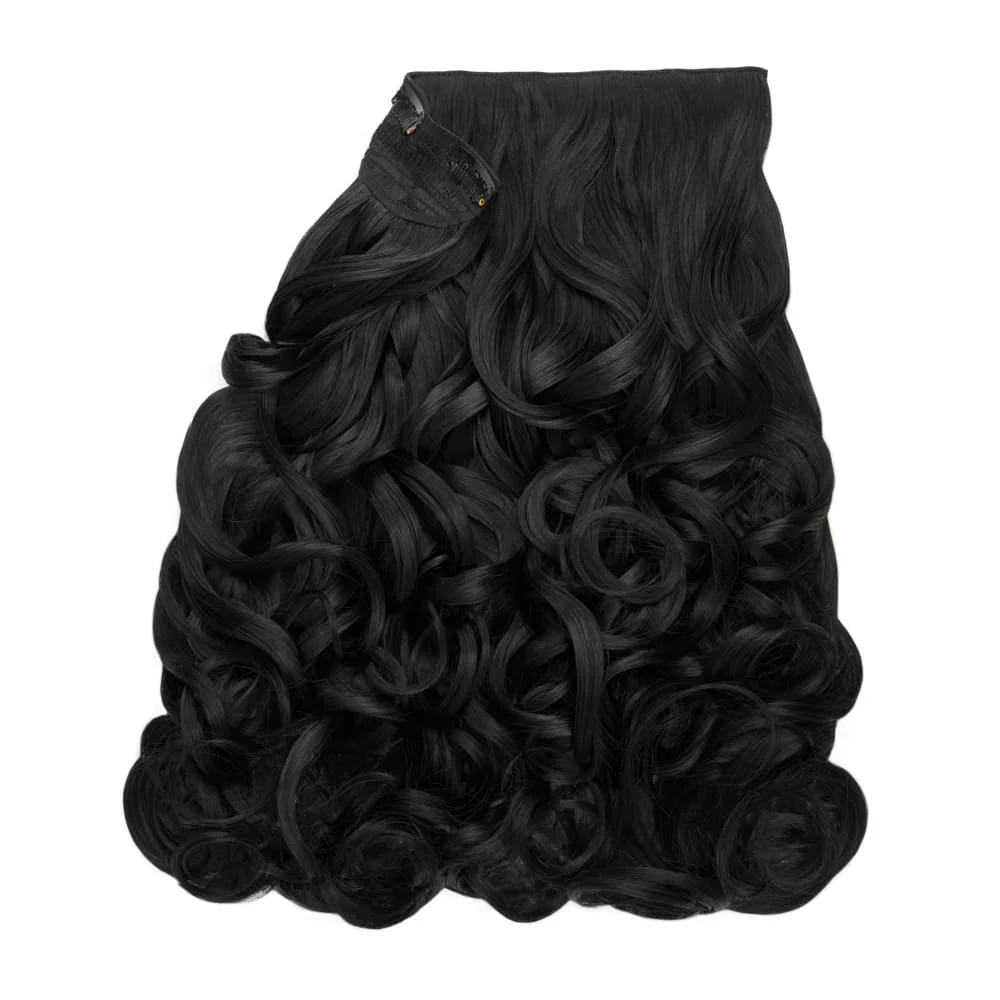 Stranded 20" One Piece Curly Clip-in Hair Extension - Colour #1 Black Magic - Image 2