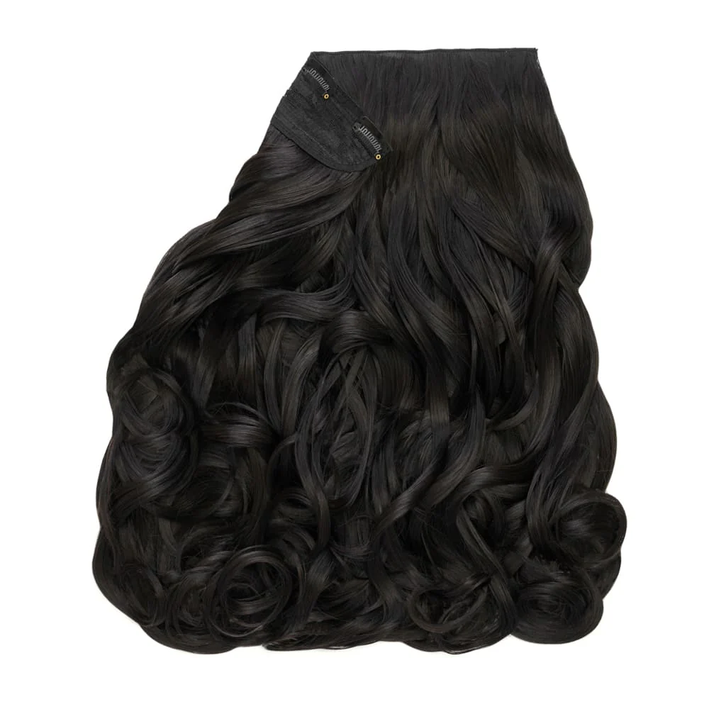 Stranded 20" One Piece Curly Clip-in Hair Extension - Colour #1B Queen of the night - Image 2