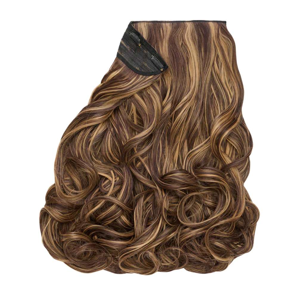 Stranded 20" One Piece Curly Clip-in Hair Extension - Colour #4/27 Coral Bells - Image 2