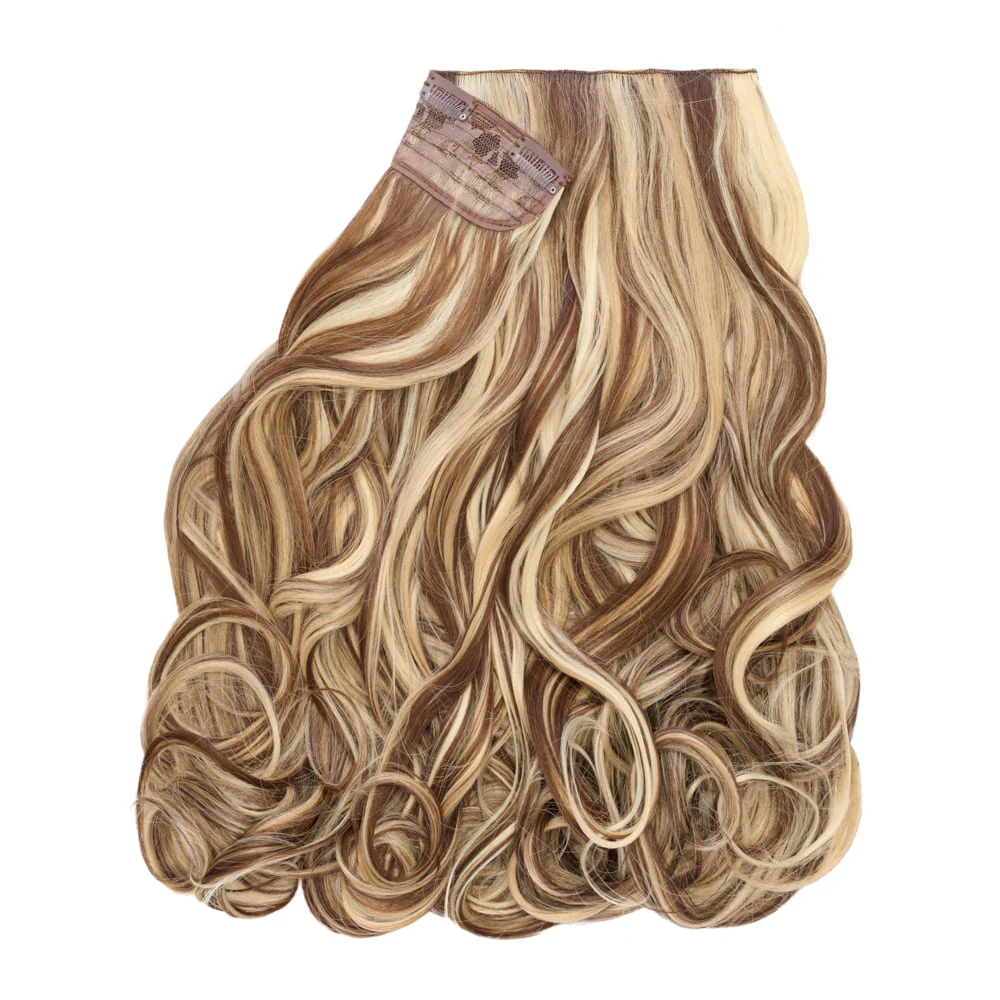 Stranded 20" One Piece Curly Clip-in Hair Extension - Colour #6/16/613 Safari Sunset - Image 2