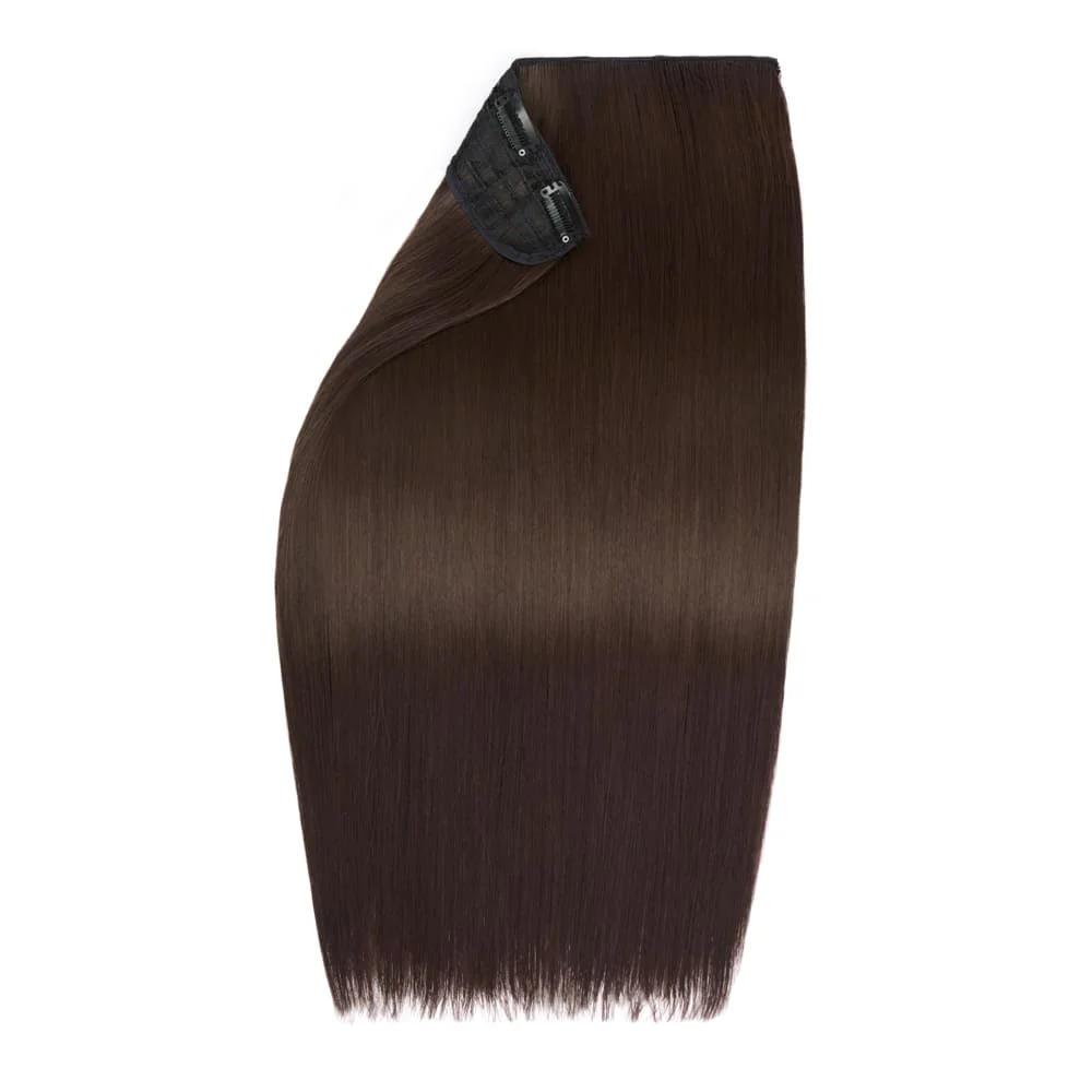 Stranded 20" One Piece Straight Clip-in Hair Extension - Colour #4 Chocolate Dahlia - Image 2