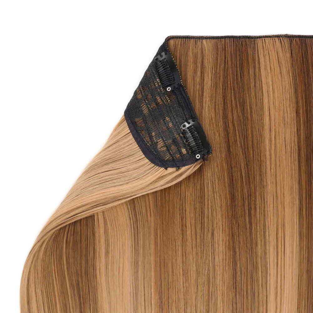 Stranded 20" One Piece Straight Clip-in Hair Extension - Colour #6/27 Honey Blush - Image 3