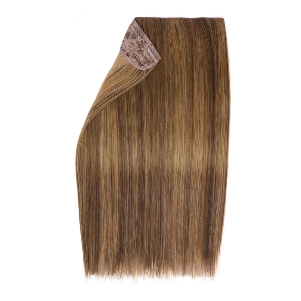 Stranded 20" One Piece Straight Clip-in Hair Extension - Colour #8/10 Baby Bronde - Image 2