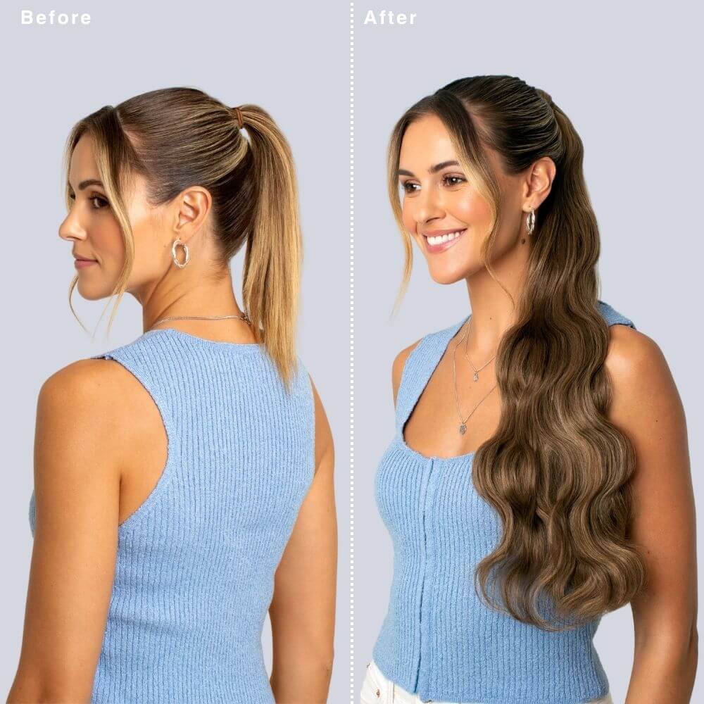 Stranded Body Wave Wrap Around Ponytail - Colour #4 Chocolate Dahlia - Image 3
