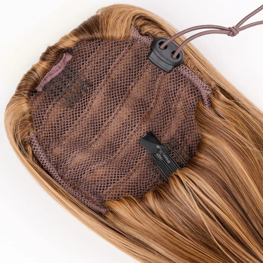 Stranded Medium Flicky Clip-on Ponytail - Colour #6/27 Honey Blush - Image 3